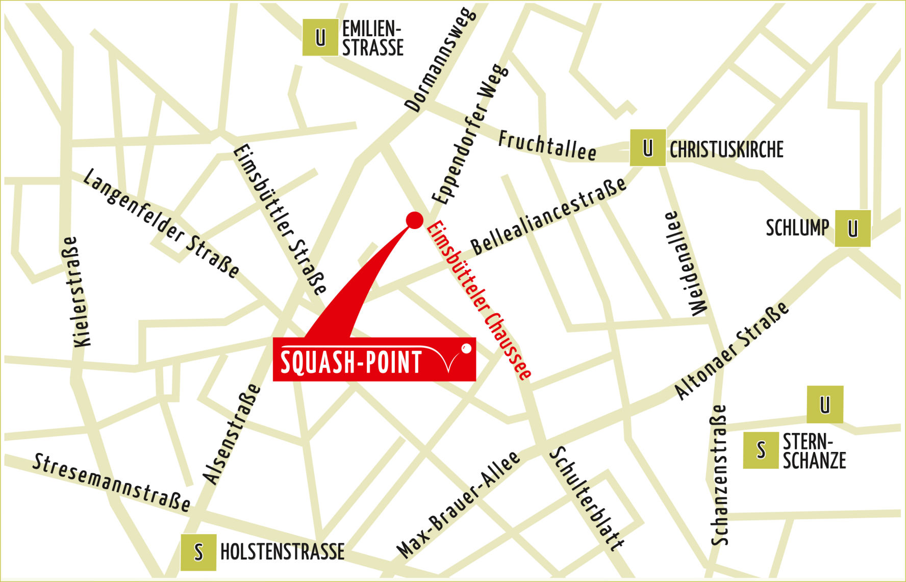 Die Anfahrt zum SQUASH-POINT